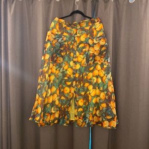 Maeve A-Line Skirt with Yellow Orange Fruit Print